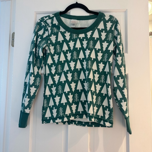 Hanna Anderson Green Christmas Tree Pajama Top Size Small - Picture 1 of 5